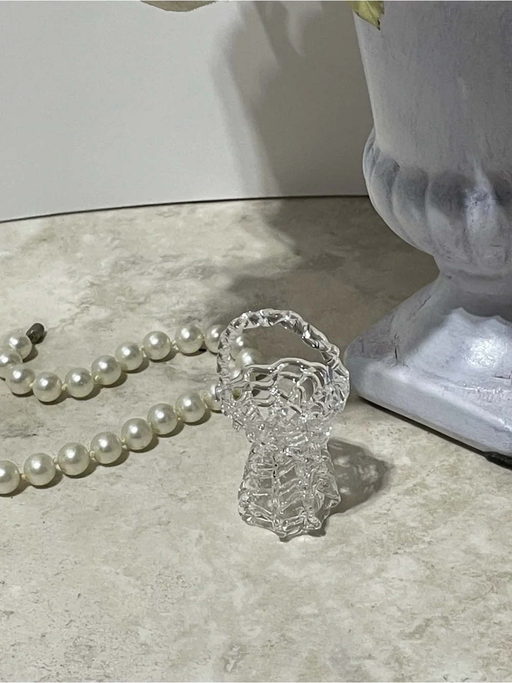 Vintage Clear Glass Mini Basket Cottagecore Decor - Picture 8 of 8